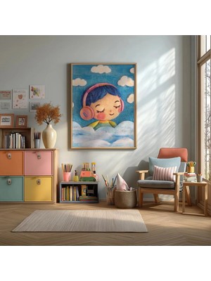 Müzik Bebek Çerçeveli Mdf Tablo Poster Bebek Odası Duvar Dekoru Hediye