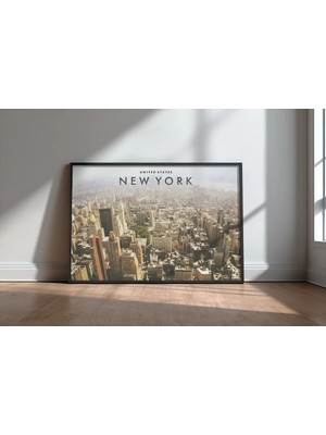 New York Manzarası No 6 Çerçeveli Mdf Tablo Poster Salon Duvar Dekoru Hediye