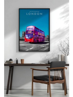 Londra Ingiltere No 9 Çerçeveli Mdf Tablo Poster Salon Duvar Dekoru Hediye