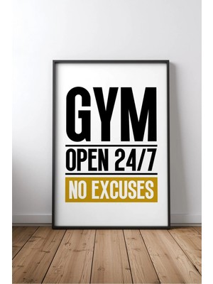 Gym Motivation Spor Motivasyon Yazılı No 3 Çerçeveli Mdf Tablo Poster Spor Salonu Hediye
