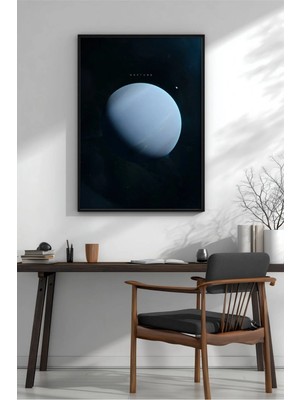 Neptün Gezegeni Uzay No 2 Çerçeveli Mdf Tablo Poster Salon Duvar Dekoru Hediye