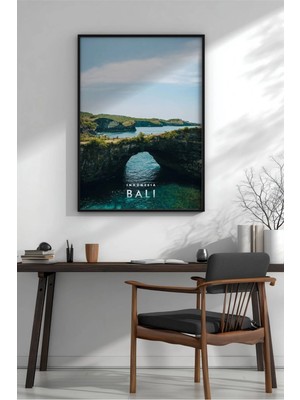Bali Mağara Şehir Manzarası Çerçeveli Mdf Tablo Poster Salon Duvar Dekoru Hediye