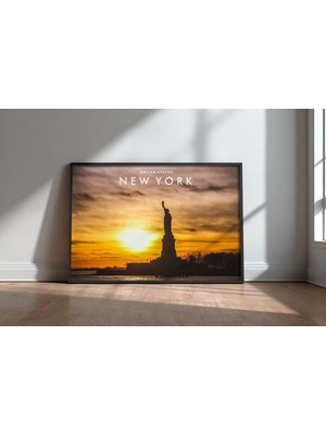 New York Manzarası No 4 Çerçeveli Mdf Tablo Poster Salon Duvar Dekoru Hediye