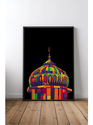 Cami ve Islam Mimarisi No 101 Çerçeveli Mdf Tablo Poster Salon Duvar Dekoru Hediye