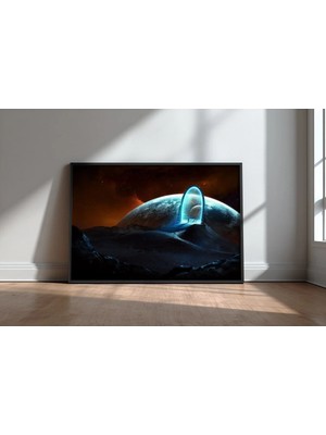 Portal Fantastik Bilim Kurgu Sanat Çerçeveli Mdf Tablo Poster Salon Duvar Dekoru Hediye