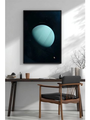 Uranüs Gezegeni Uzay No 2 Çerçeveli Mdf Tablo Poster Salon Duvar Dekoru Hediye