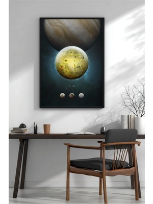 Güneş Sistemi Portresi Io Çerçeveli Mdf Tablo Poster Salon Duvar Dekoru Hediye
