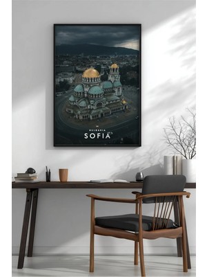Alexander Nevsky Katedrali Sofya Bulgaristan Çerçeveli Mdf Tablo Poster Salon Duvar Dekoru Hediye
