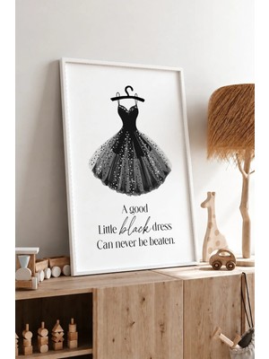 Küçük Siyah Elbise Moda Çerçeveli Mdf Tablo Poster Yatak Odası Duvar Dekoru Hediye