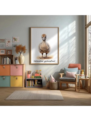 Beç Tavuğu Çerçeveli Mdf Tablo Poster Çocuk Odası Duvar Dekoru Hediye