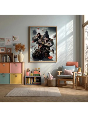 Sekiro Shadows Die Twice Oyun Çerçeveli Mdf Tablo Poster Oyun Odası Duvar Dekoru Hediye