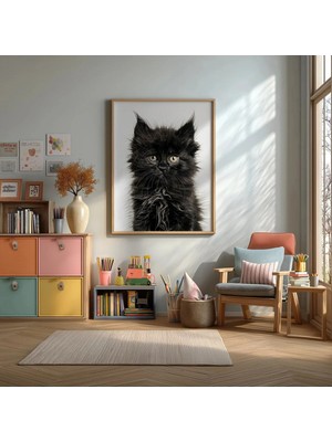 Sevimli Bebek Kedi Pastel Çerçeveli Mdf Tablo Poster Bebek Odası Duvar Dekoru Hediye