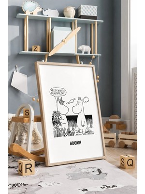 Moomin ve Snorkmaiden Sözlü Çerçeveli Mdf Tablo Poster Çocuk Odası Duvar Dekoru Hediye