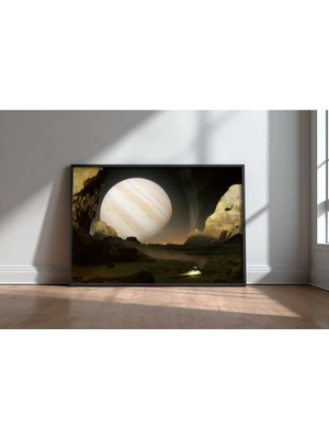 Io Explorer Bilim Kurgu Uzay Çerçeveli Mdf Tablo Poster Salon Duvar Dekoru Hediye