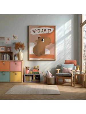 Kapibara Çerçeveli Mdf Tablo Poster Çocuk Odası Duvar Dekoru Hediye