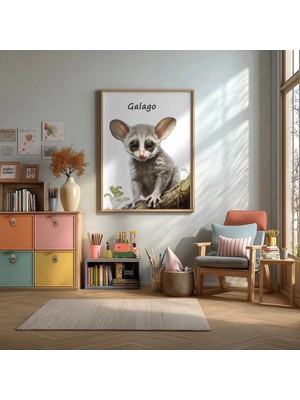 Bebek Galago Çerçeveli Mdf Tablo Poster Bebek Odası Duvar Dekoru Hediye