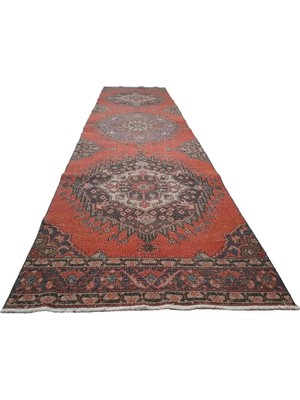 Etnik Bulvar Uşak Yün Turuncu El Dokuma Yolluk 102 x 403 cm