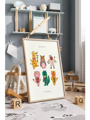 Wild Thing Yazılı Çerçeveli Mdf Tablo Poster Çocuk Odası Duvar Dekoru Hediye