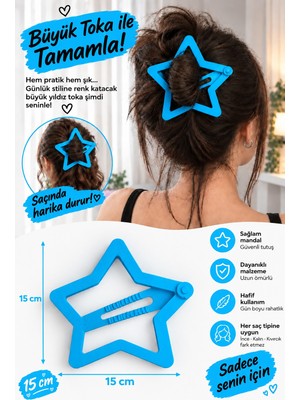 Act Yıldız Toka - Big Hair Clip 15 cm (Açık Mavi)