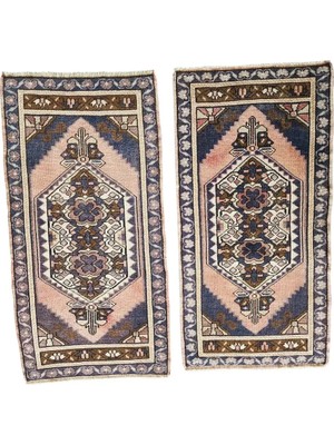 Etnik Bulvar Yün Pembe El Dokuma Yolluk 2 Parça Set 58 x 108 cm