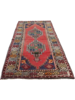 Etnik Bulvar Yün Kırmızı El Dokuması Halı 130 x 228 cm