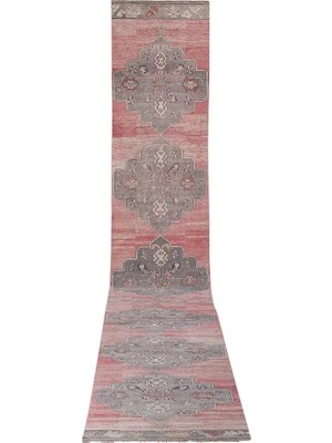 Etnik Bulvar Yün Pembe El Dokuma Yolluk 104 x 682 cm