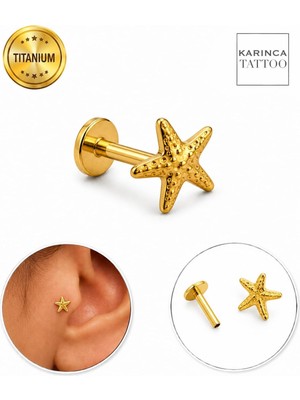 Str Store Titanyum Piercing Deniz Yıldızı Forward Helix Kulak Labret Burun Flat Conch Tragus Piercing