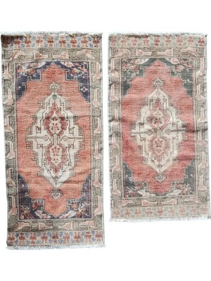 Etnik Bulvar Yün Kahverengi El Dokuma Yolluk 2 Parça Set 45 x 82 cm