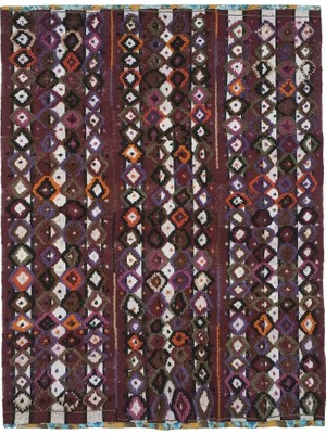 Etnik Bulvar Yün Kahverengi El Dokuması Kilim 167 x 215 cm