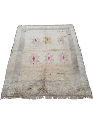 Etnik Bulvar Yün Ekru El Dokuması Halı 115 x 143 cm