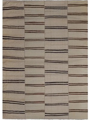 Etnik Bulvar Yün Beyaz El Dokuması Kilim 260 x 370 cm