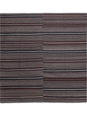 Etnik Bulvar Yün Kahverengi El Dokuması Kilim 292 x 300 cm