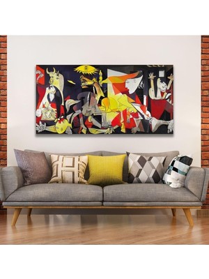 Panoramik Kanvas Duvar Tablosu Pablo Picasso Renkli Guernica, 120 x 60
