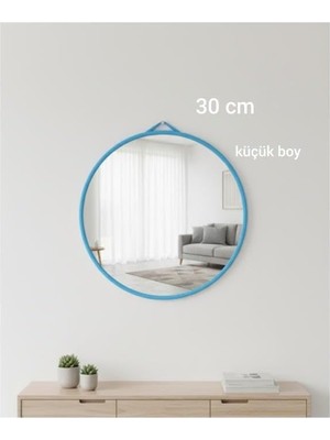 30 cm Küçük Boy Mavi Çerçeveli Lavabo Makyaj Aynası