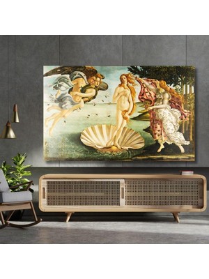 Tekli Yatay Kanvas Duvar Tablosu Sandro Botticelli Venüs'ün Doğuşu, 100 x 70