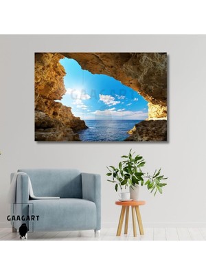 Tekli Yatay Kanvas Duvar Tablosu Büyük Kayalıklar ve Deniz, 40 x 30