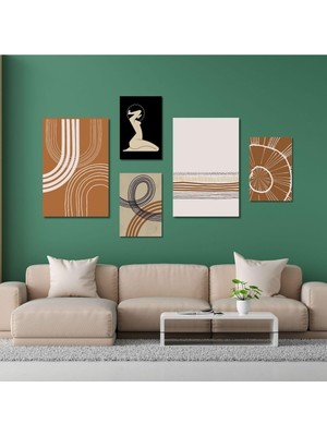 5 Parçalı Kanvas Dekoratif Duvar Tablosu Kadın ve Modern At, 30 x 40
