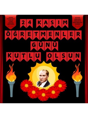 24 Kasım Öğretmenler Günü Pano Süsü Çiçekli