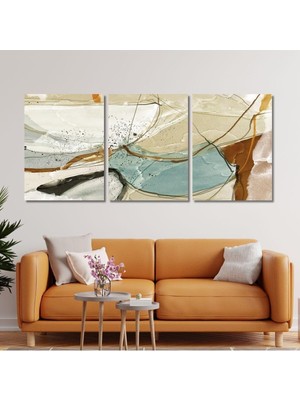 3'lü Kanvas Duvar Tablosu Karışık Modern Çizgiler Dizaynı, 70 x 100