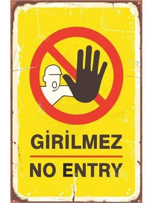Str Store Girilmez No Entry Retro Vintage Ahşap Mdf Tablo