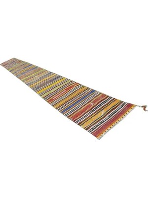 Etnik Bulvar Yün Turuncu El Dokuması Kilim 74 x 650 cm