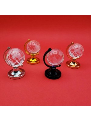 Uravas Store Dekoratif Mini Işıklı Cam Kristal Dünya 10 cm