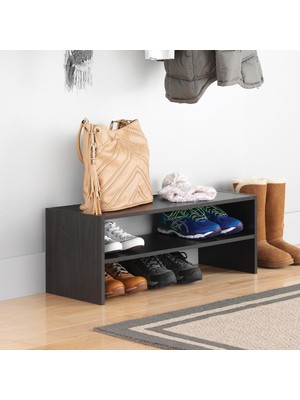 Str Store Istiflenebilir 2 Katmanlı Ayakkabı Rafı, 31 Inç, Espresso