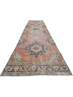 Etnik Bulvar Uşak Yün Kahverengi El Dokuma Yolluk 91 x 398 cm