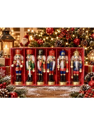 Uravas Store Zarif Ahşap Kurşun Asker 6'lı Set 12.5-13 cm Dekorasyon