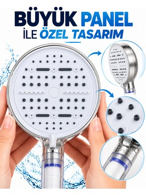 Uravas Store Fonksiyonel Filtreli Duş Başlığı 6 Modlu Beyaz Panel