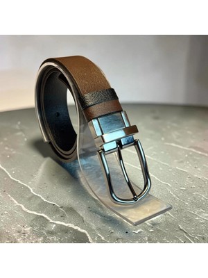 Hakiki Deri Erkek Premium Çift Taraflı Kahverengi Kemer 3.5 cm