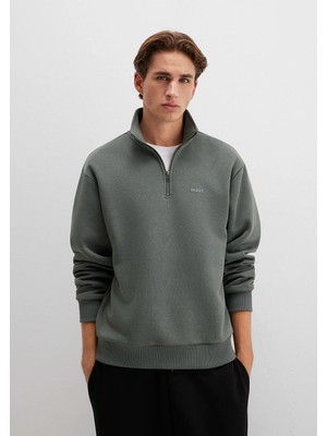 Mavi Mavi Logo Yarı Fermuarlı Yeşil Sweatshirt 0S10585-71598