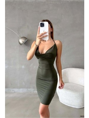 Lior Design Degaje Dekolteli Yaka Mini Elbise Askılı Abiye