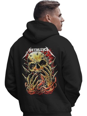 Sevbano Metallica Rock Metal Müzik Grubu Baskılı Unisex Oversize Premium Kapüşonlu Hoodie Sweatshirt